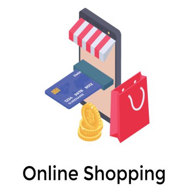 Online shopping store in isometric design  clipart