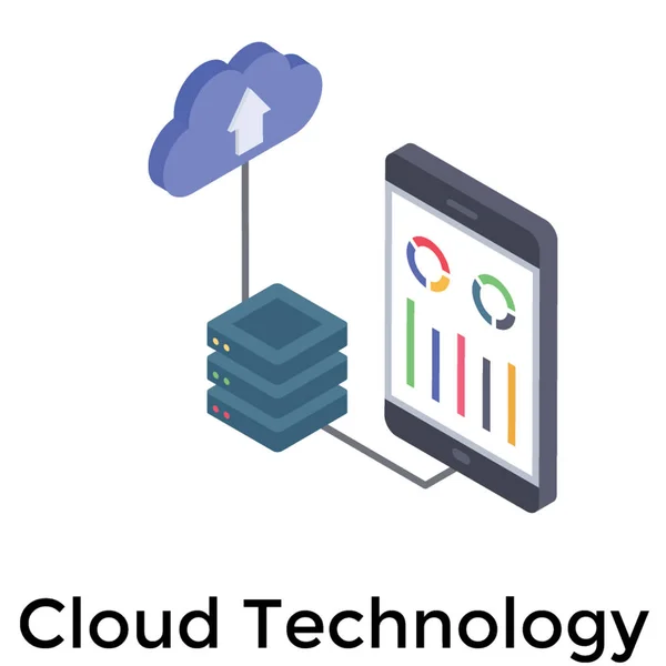 Icône Stockage Cloud Dans Conception Isométrique — Image vectorielle