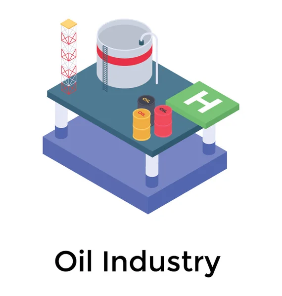 Icono Planta Industria Petrolera Diseño Isométrico — Vector de stock