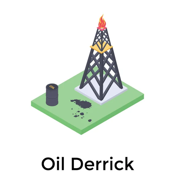 Icono Derrick Aceite Vector Isométrico — Vector de stock