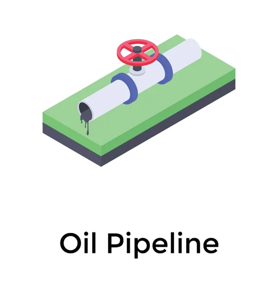 Oil Valve Pipeline Isometric Icon — Stock Vector