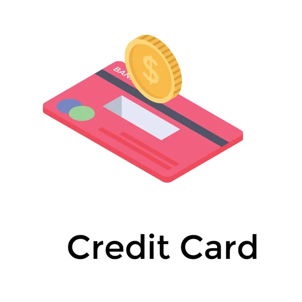 Πιστωτική Κάρτα Εικονίδιο Στην Ισομετρική Σχεδίασης — Διανυσματικό Αρχείο