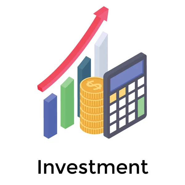 Izometrikus Design Pénzügyi Chart Ikon — Stock Vector