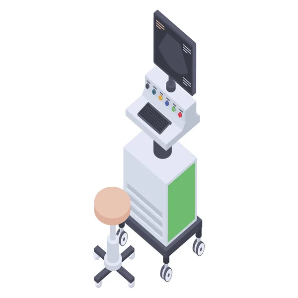 Ultrasound Machine Isometric Icon — Stock Vector