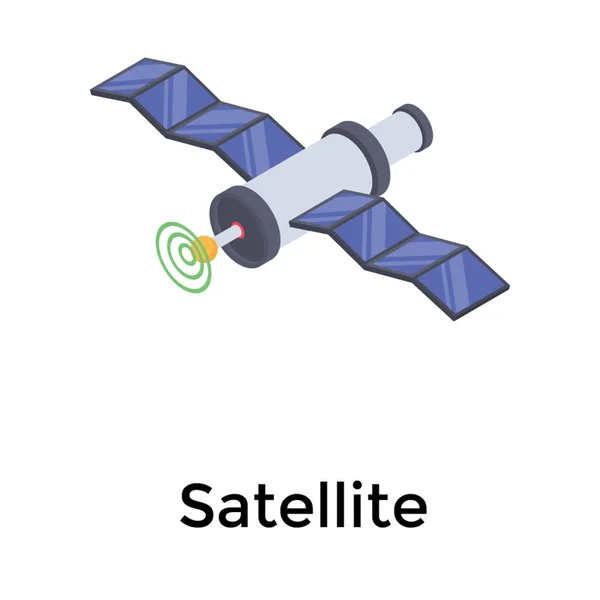 Icona Satellitare Comunicazione Vettore Isometrico — Vettoriale Stock
