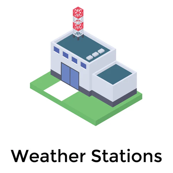 Design Der Wetterstation Isometrischer Vektor — Stockvektor