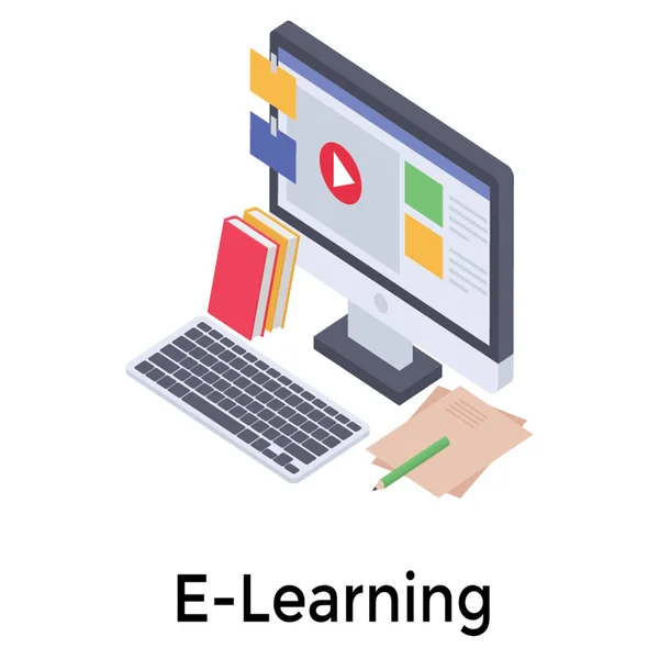Isometrisches Vektordesign Lernen — Stockvektor