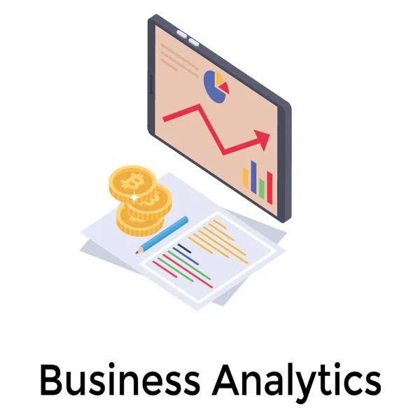 Ізометричний Вектор Онлайн Бізнес Аналізу — стоковий вектор