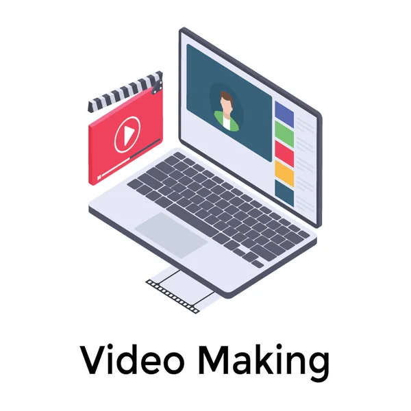 Διαδικτυακή Κατασκευή Βίντεο Ισομετρική Σχεδίαση — Διανυσματικό Αρχείο