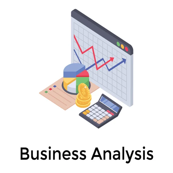 Izometryczny Wektor Analizy Biznesowej Online — Wektor stockowy