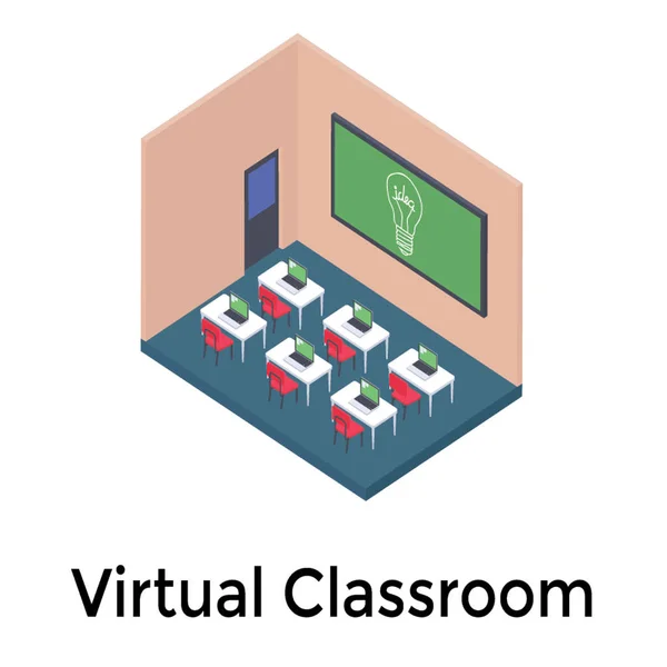 Isometrisches Virtuelles Klassenzimmervektordesign — Stockvektor