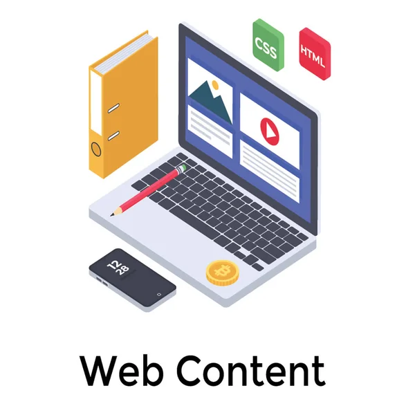 Gestion Contenu Web Dans Conception Isométrique — Image vectorielle