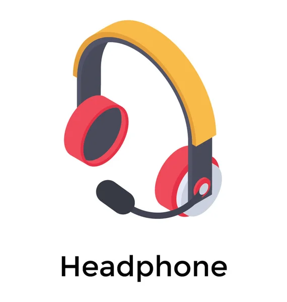 Headphone Mic Headset Icon Isometric Design — Wektor stockowy