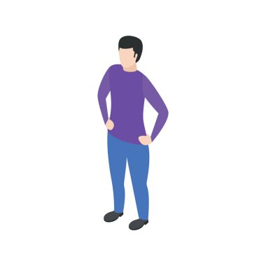 Erkek avatar karakter izometrik tasarım.
