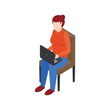 Kadın çalışan avatar izometrik tasarım