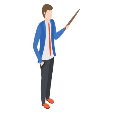 İzometrik tasarımında öğretmenin karakteri.