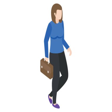 Kadın çalışan avatar izometrik tasarım