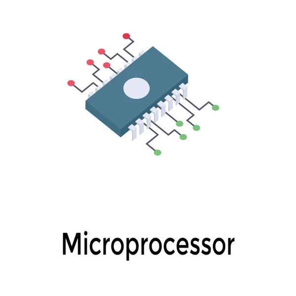 Ikon Mikroprosesor Dalam Desain Isometrik - Stok Vektor