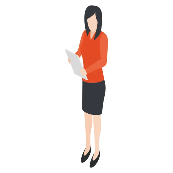 Isometric Design Female Employee Avatar — Stock Vector