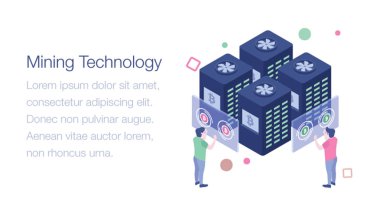 Madencilik teknolojisi isometrik illüstrasyon vektörü 