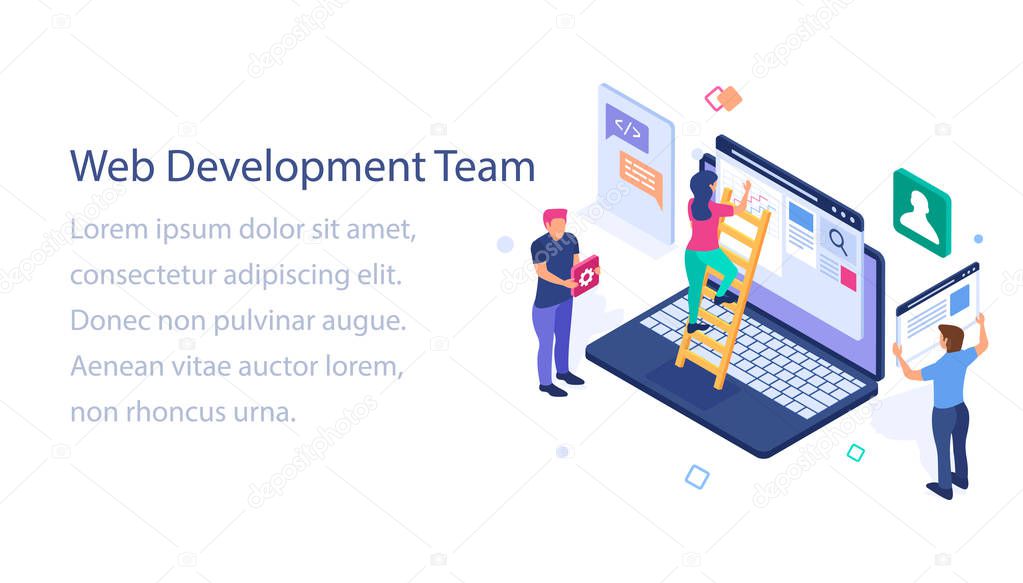 Web development team illustration vector 