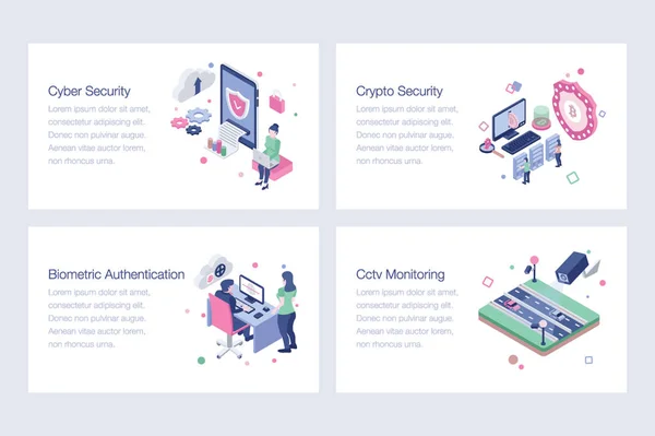 Cyber Security Isometric Vector Illustrations — Stock Vector