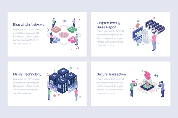 Pack Blockchain Vector Illustrations — Vector de stock