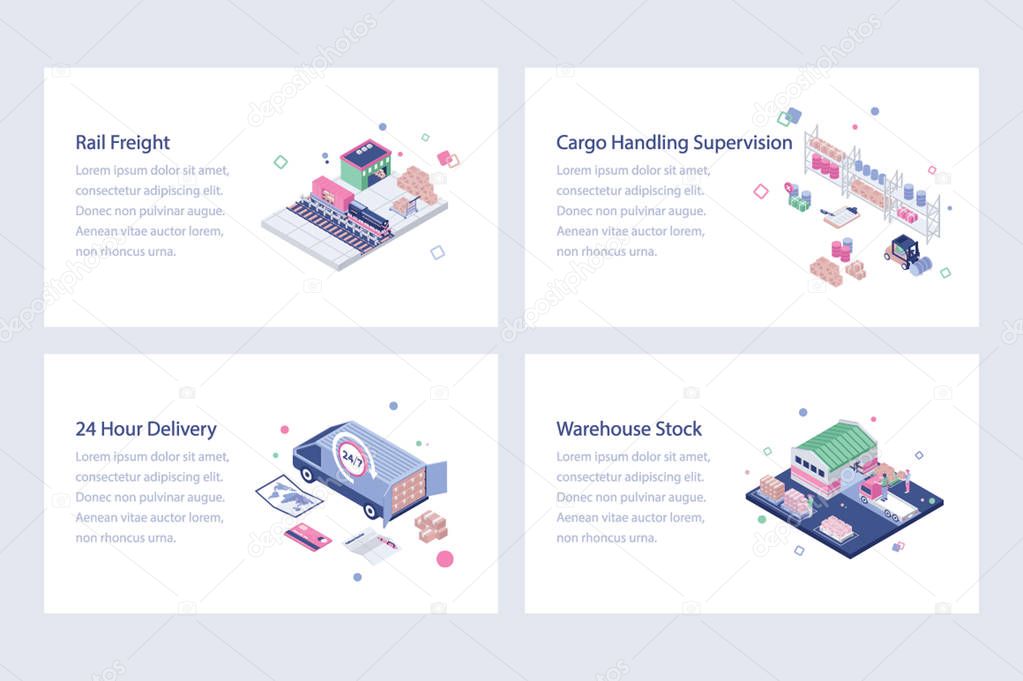 Shipping and Delivery Isometric Vectors