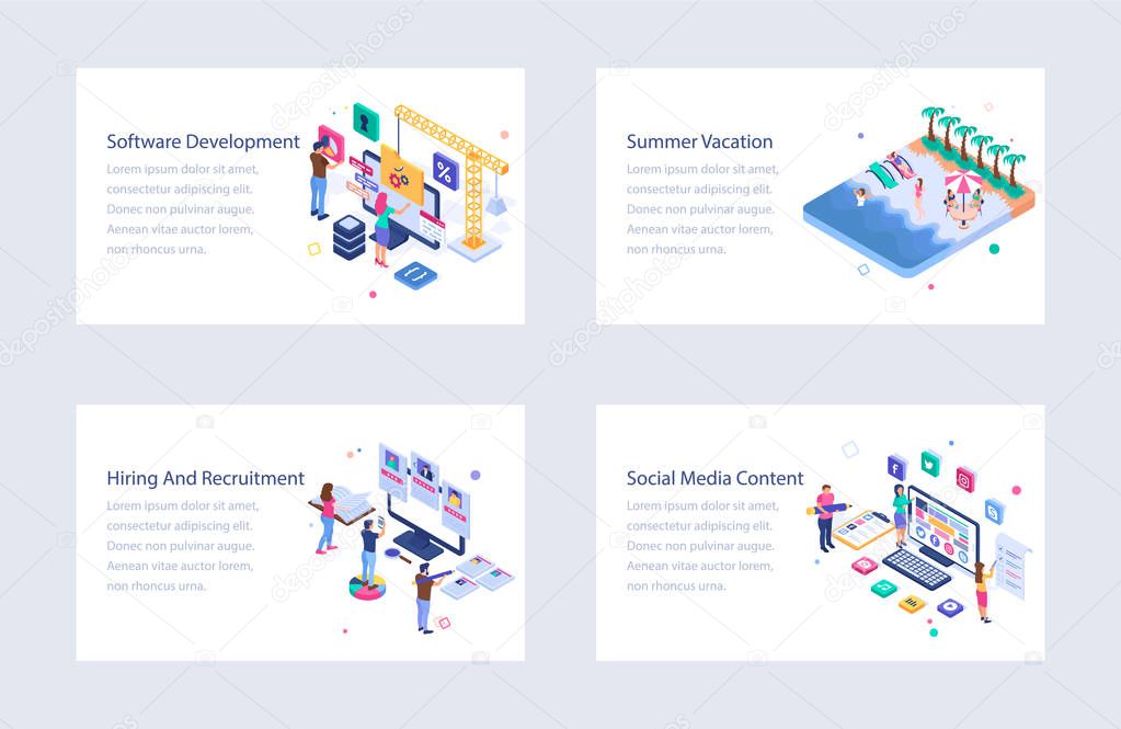 Business Isometric Vector Illustrations Collection