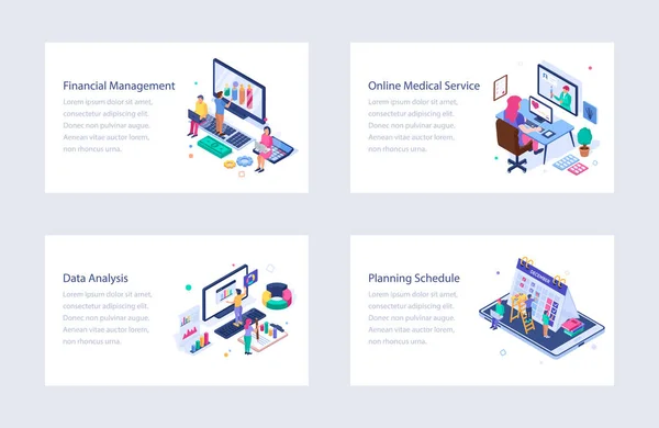 Business Isometric Vector Illustrations Pack — Stock Vector