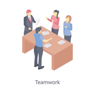 Isometrik tasarımda takım üyeleri simgesi vektörü 