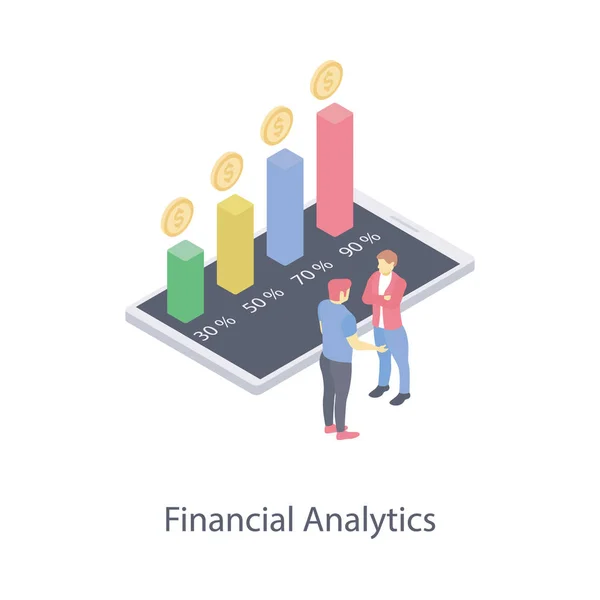 Pictogram Financiële Statistiek Isometrisch Ontwerp — Stockvector