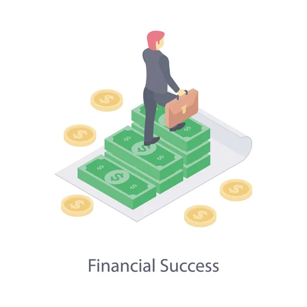 Financieel Succes Pictogram Isometrisch Ontwerp — Stockvector