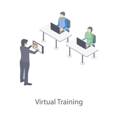 İş koçluğu simgesinin isometrik tasarımı.