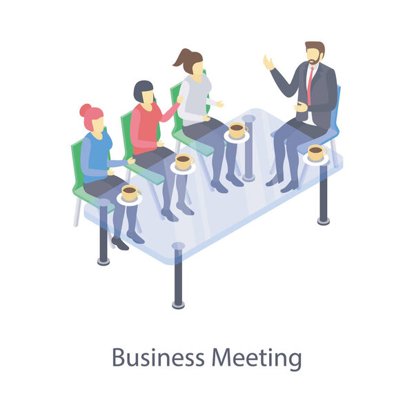 Icon of business meeting isometric design.