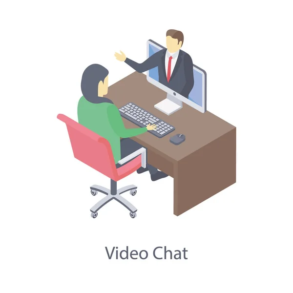 Βίντεο Chat Εικονίδιο Ισομετρικό Σχεδιασμό — Διανυσματικό Αρχείο
