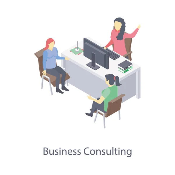 Icon Business Consultation Isometric Design — Stock Vector