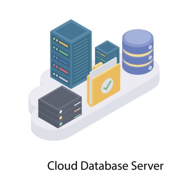 Bulut veritabanı sunucusu isometrik simgesi