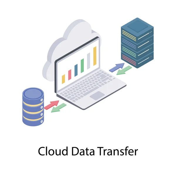 Transferência Dados Nuvem Design Isométrico — Vetor de Stock
