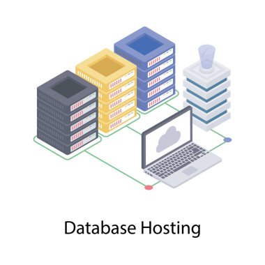 Veritabanı barındırma isometrik tasarım 
