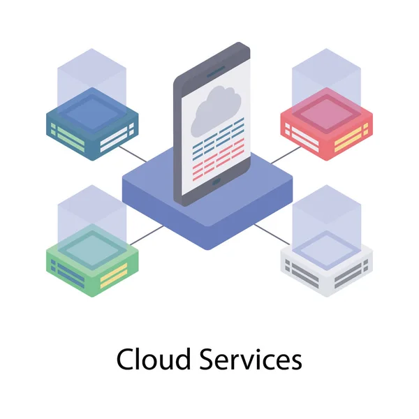 Icône Service Cloud Dans Conception Isométrique — Image vectorielle