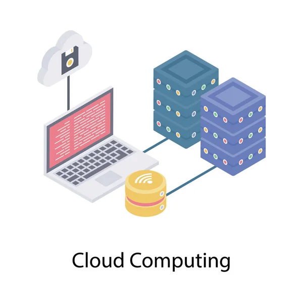 Cloud Computing Netzwerk Ikone Isometrisches Design — Stockvektor