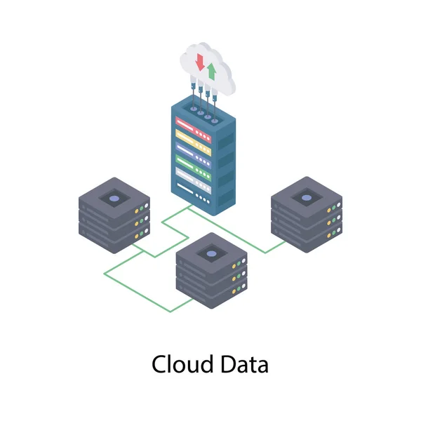 Cloud Datenübertragung Isometrischem Design — Stockvektor