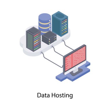Veritabanı barındırma isometrik tasarım 