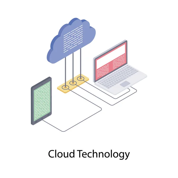 Ícone Tecnologia Nuvem Isométrico — Vetor de Stock