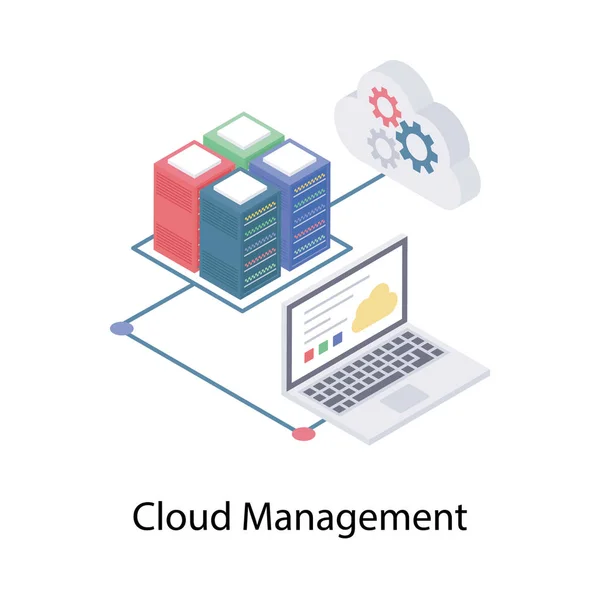 Icono Gestión Bases Datos Nube Diseño Isométrico — Archivo Imágenes Vectoriales