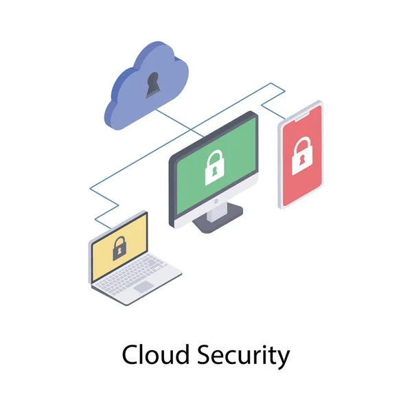 Cloud Security Icon Isolated White Background — Stock Vector