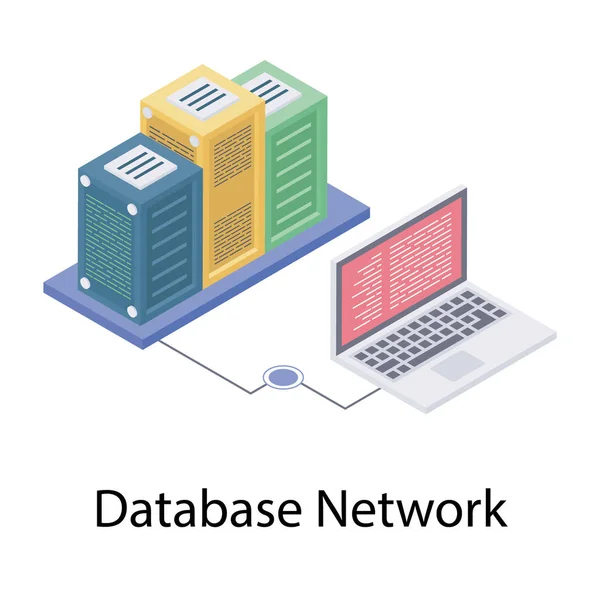 Rede Bases Dados Desenho Isométrico — Vetor de Stock