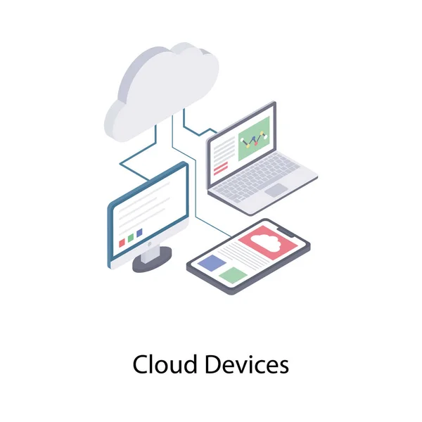 Isometric Icon Cloud Devices — Stock Vector
