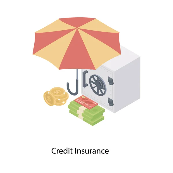Pictogram Voor Kredietverzekering Isometrisch Ontwerp — Stockvector